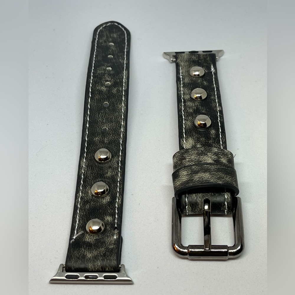 Apple Watch Strap for 38/40/41mm Leather Black Distressed Metal Rivets
